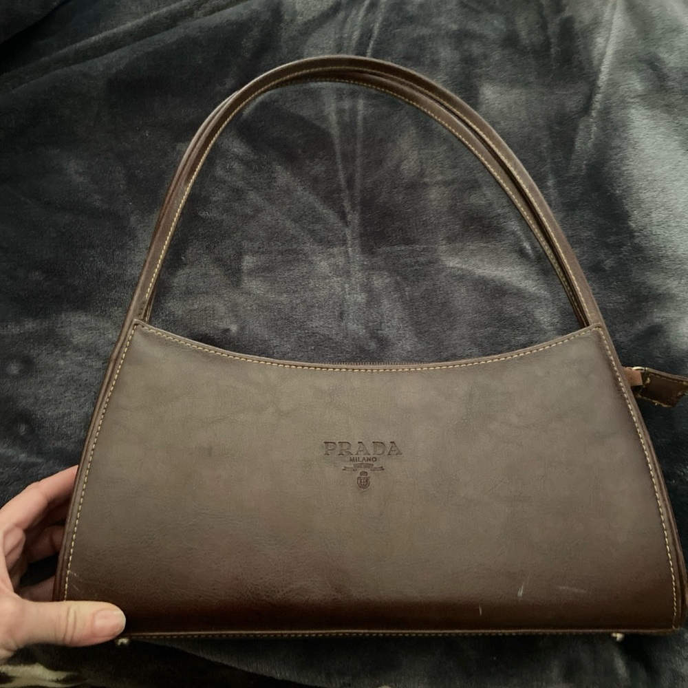 Prada Dark Brown Leather Shoulder Bag